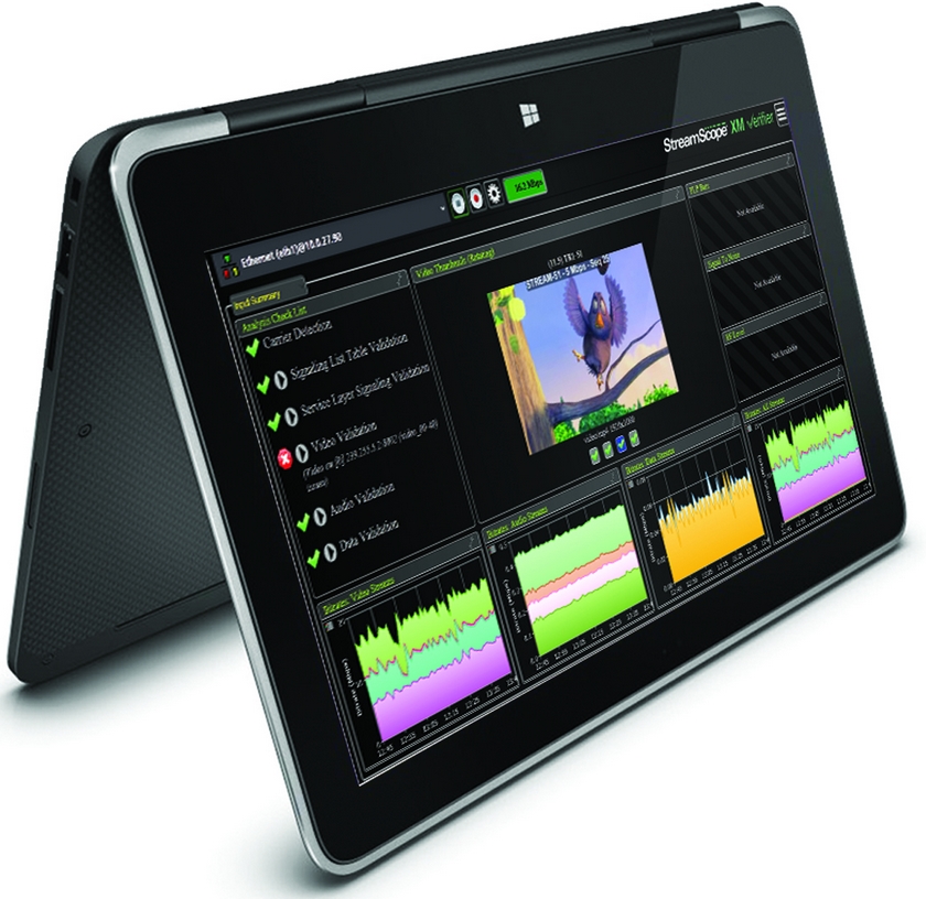 Click for details. StreamScope XM Verifier installed on a laptop PC